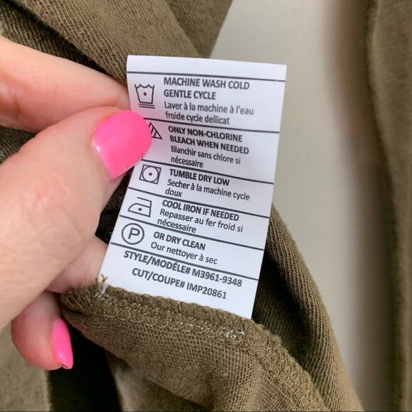 Vince Linen Raw Hem Army Green Long Sleeve Top - Picture 6 of 8